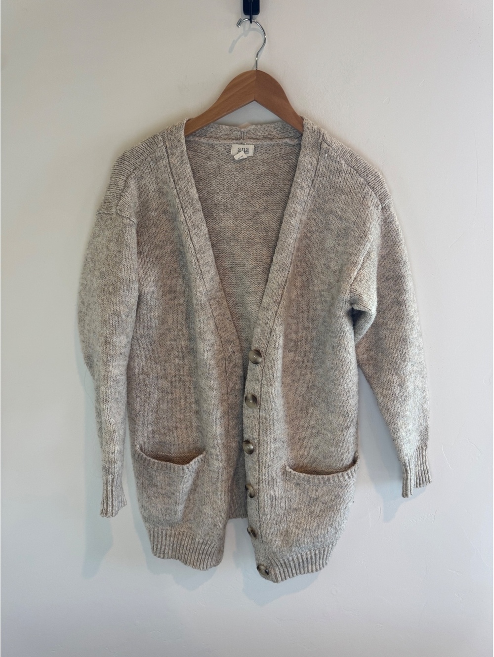 a.n.a. Women’s Longline Cardigan Sweater Medium Oatmeal Button Front